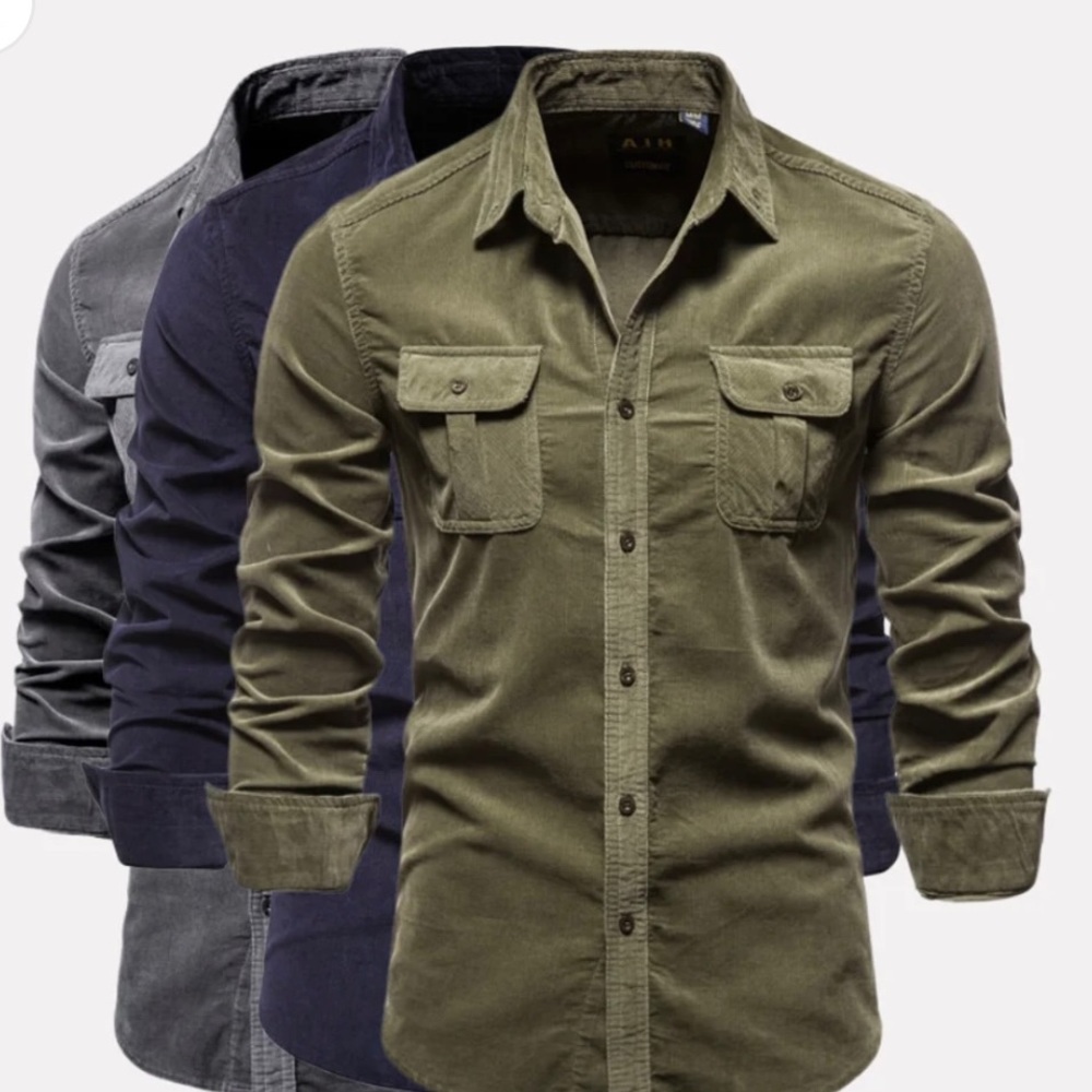 NWT Limitsix Slim Corduroy Shirt gray in size XL. - Picture 2 of 2